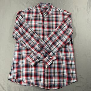 Mason’s Plaid Button Down Shirt Mens Large Red Blue Cotton